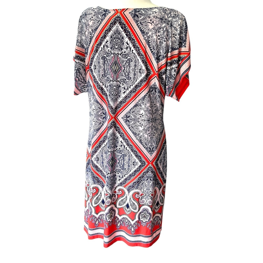 Studio One Dress Womens sz 14 Sheath‎ Geometric Paisley Print Office Blue Orange